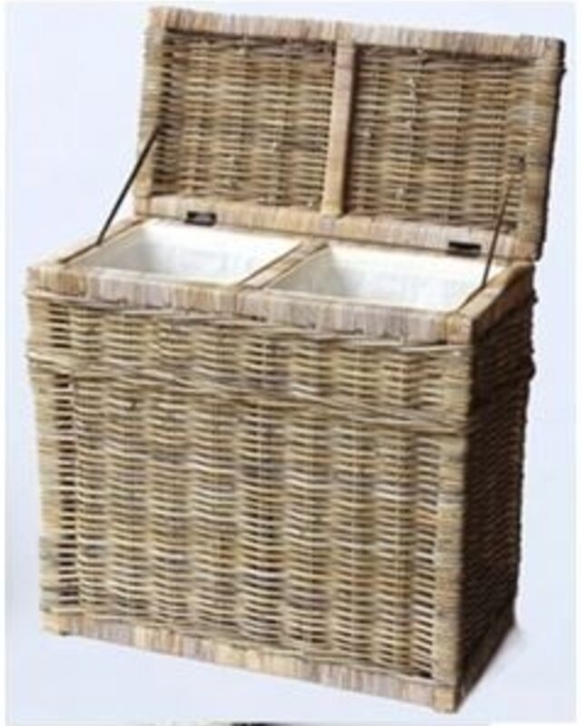 Rene Houtman Wasmand Rotan/Riet | Dubbel | Grijs | H68 x B68 x D33 cm