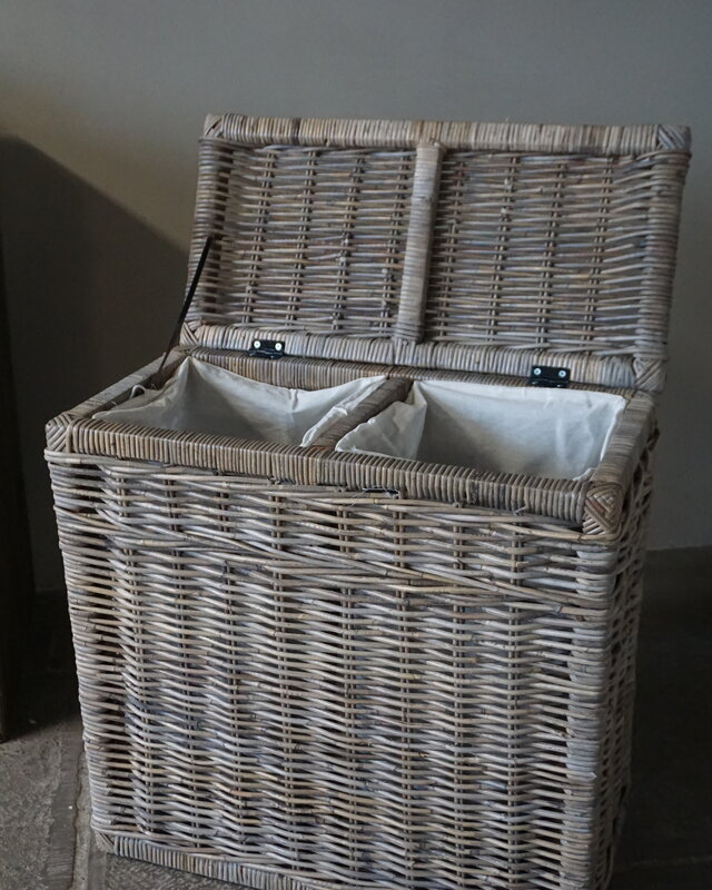 Rene Houtman Wasmand Rotan/Riet | Dubbel | Grijs | H68 x B68 x D33 cm