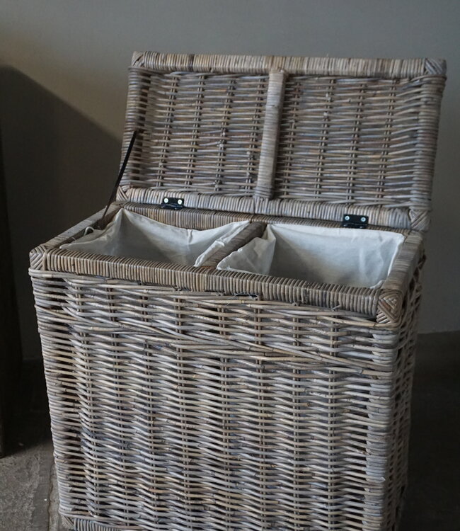 Rene Houtman Wasmand Rotan/Riet | Dubbel | Grijs | H68 x B68 x D33 cm