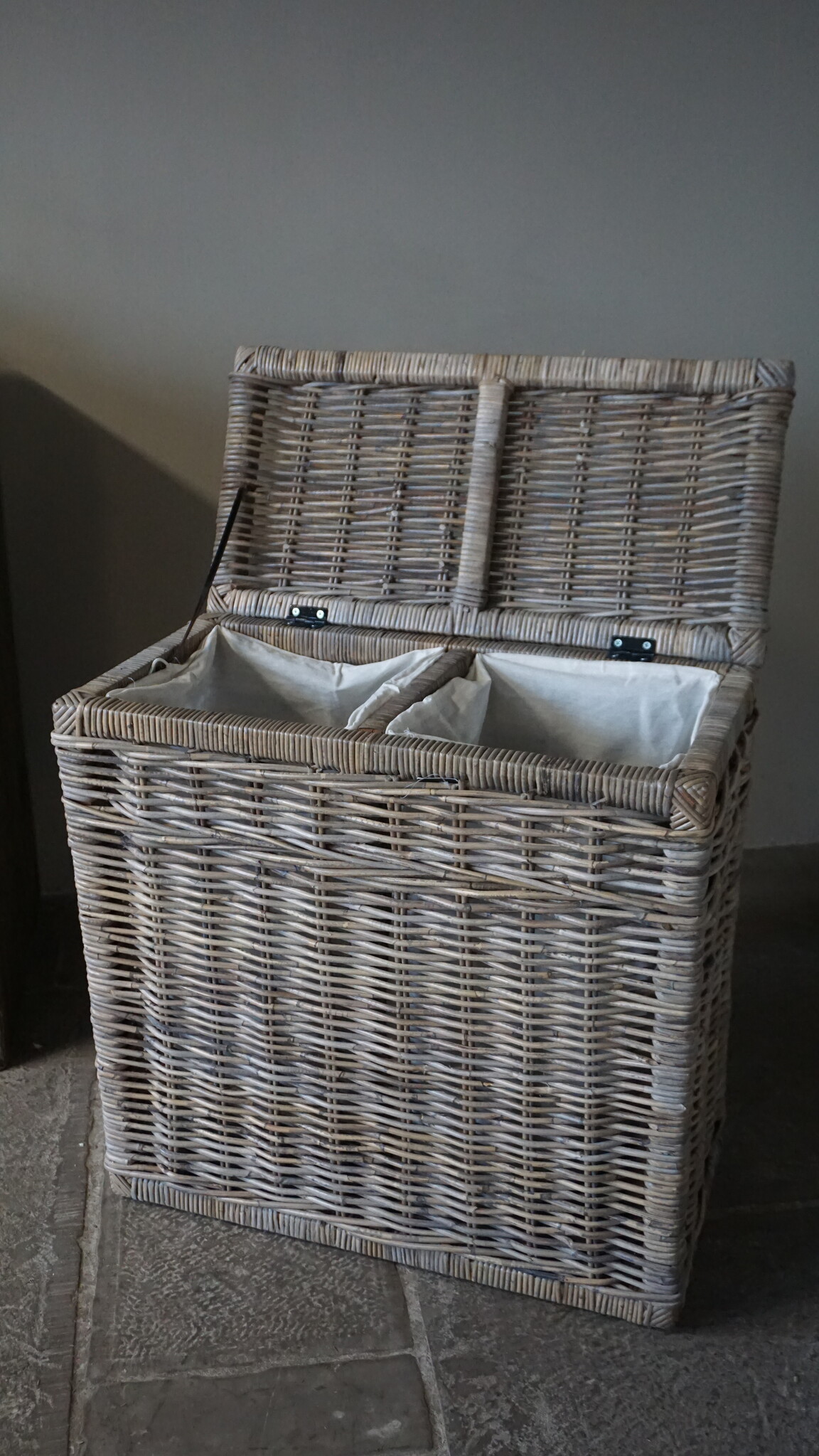 Rene Houtman Wasmand Rotan/Riet | Dubbel | Grijs | H68 x B68 x D33 cm