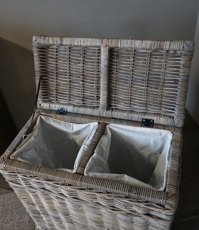 Rene Houtman Wasmand Rotan/Riet | Dubbel | Grijs | H68 x B68 x D33 cm