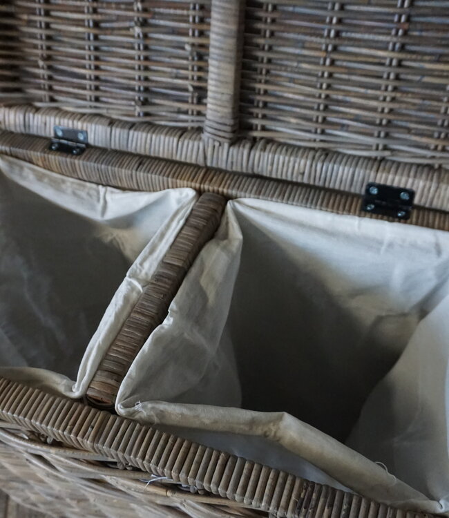 Rene Houtman Wasmand Rotan/Riet | Dubbel | Grijs | H68 x B68 x D33 cm