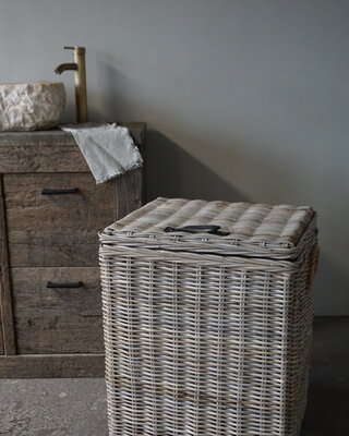 Rene Houtman Wasmand Rotan/Riet | Rechthoekig | Grijs | H70 x B54 x D44 cm