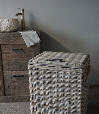 Rene Houtman Wasmand Rotan/Riet | Rechthoekig | Grijs | H70 x B54 x D44 cm