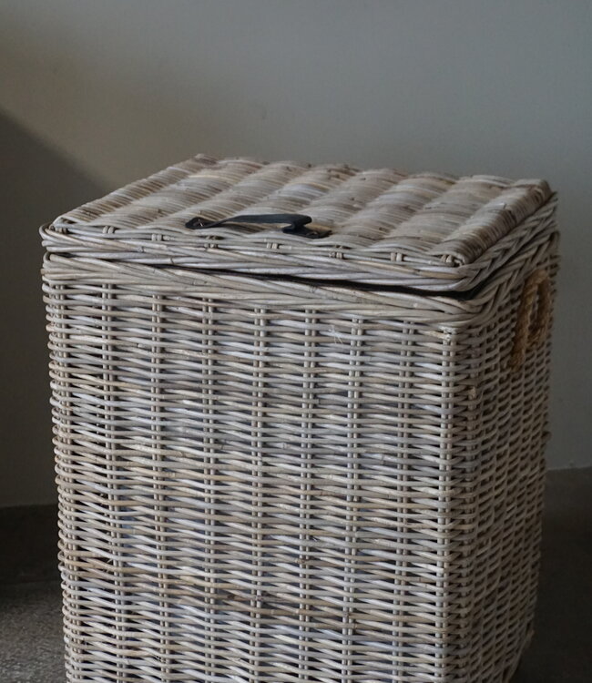 Rene Houtman Wasmand Rotan/Riet | Rechthoekig | Grijs | H70 x B54 x D44 cm