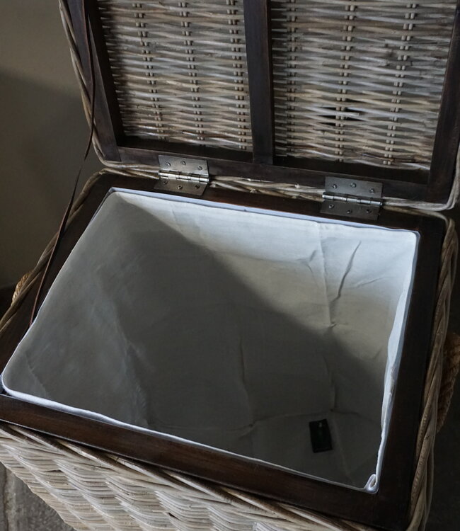 Rene Houtman Wasmand Rotan/Riet | Rechthoekig | Grijs | H70 x B54 x D44 cm