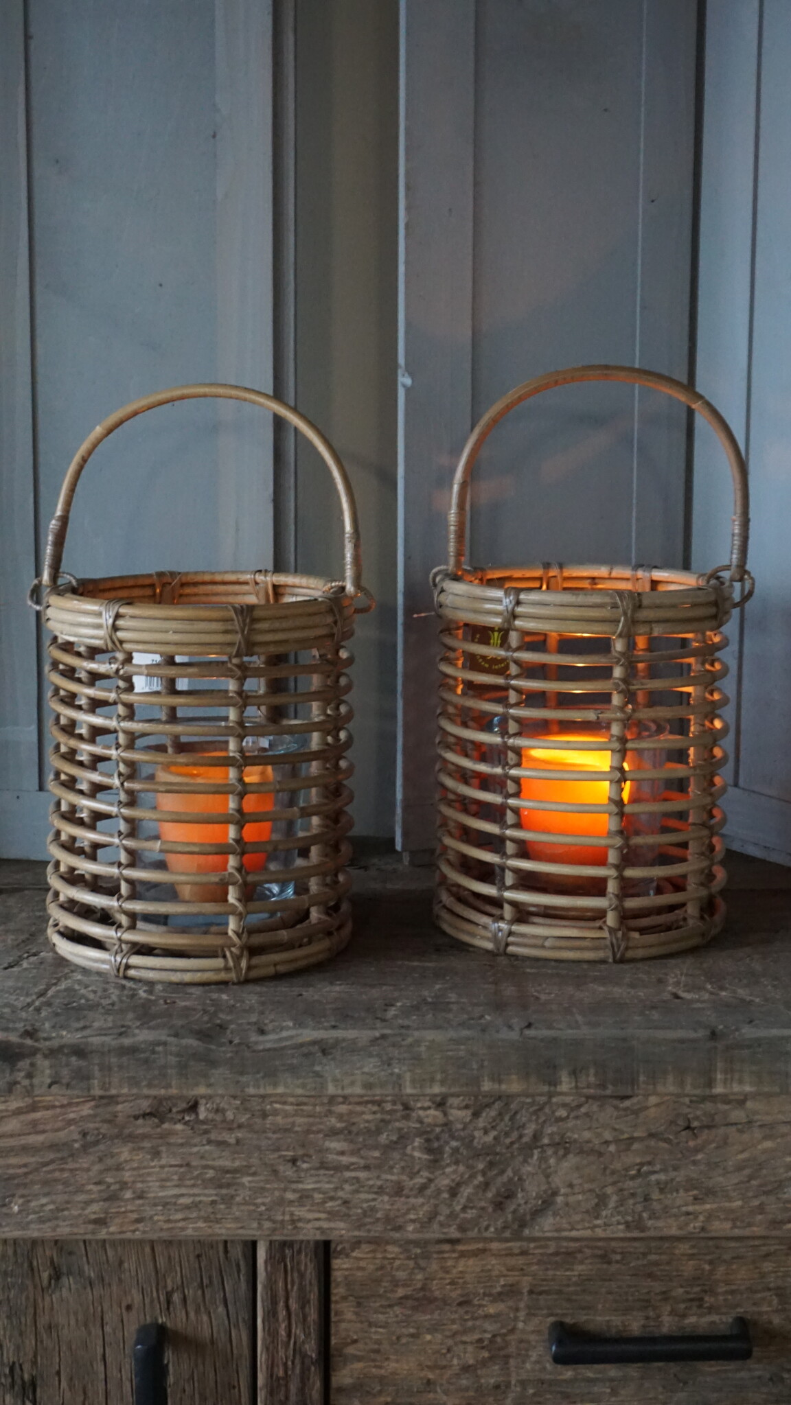 Rene Houtman Windlicht Hurricane | Rotan | Grijs | H25 x D21 cm