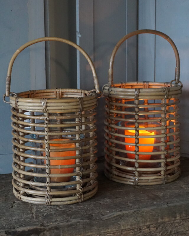 Rene Houtman Windlicht Hurricane | Rotan | Grijs | H25 x D21 cm