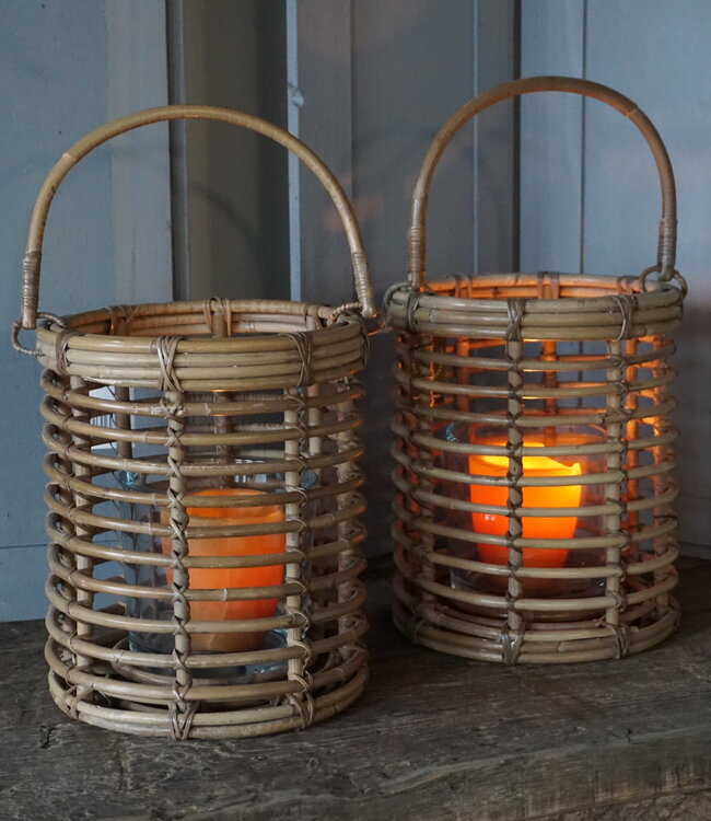 Rene Houtman Windlicht Hurricane | Rotan | Grijs | H25 x D21 cm