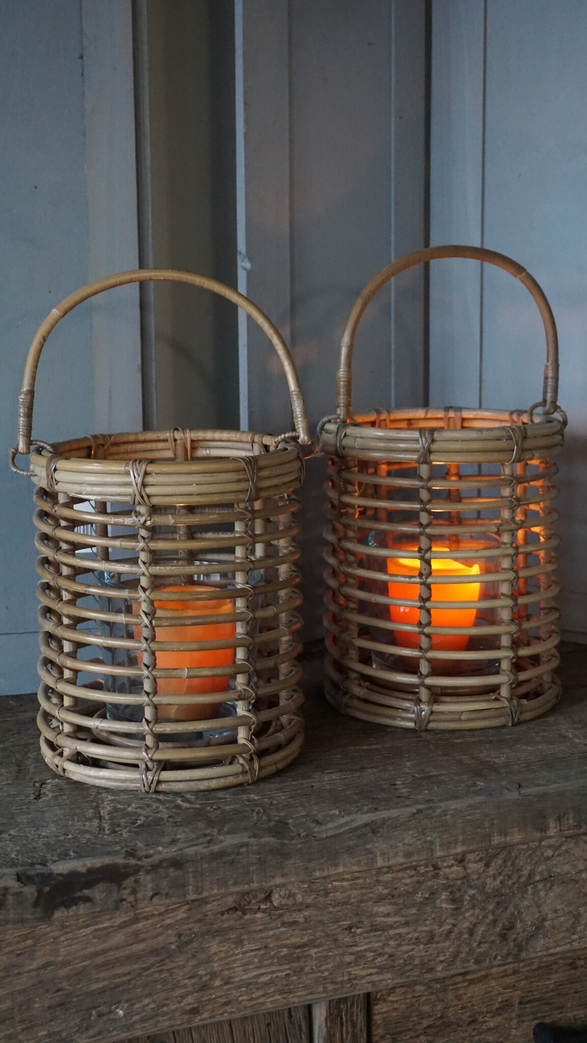 Rene Houtman Windlicht Hurricane | Rotan | Grijs | H25 x D21 cm