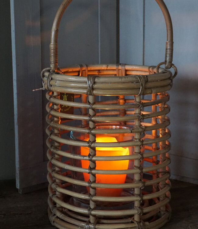 Rene Houtman Windlicht Hurricane | Rotan | Grijs | H25 x D21 cm