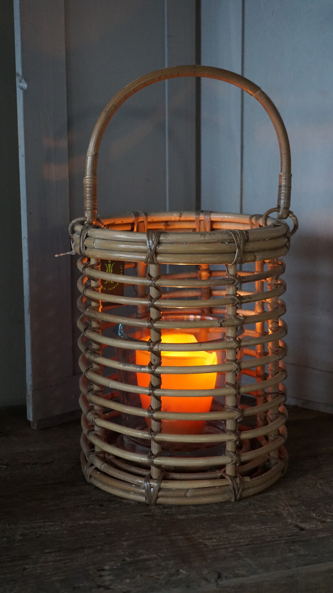 Rene Houtman Windlicht Hurricane | Rotan | Grijs | H25 x D21 cm