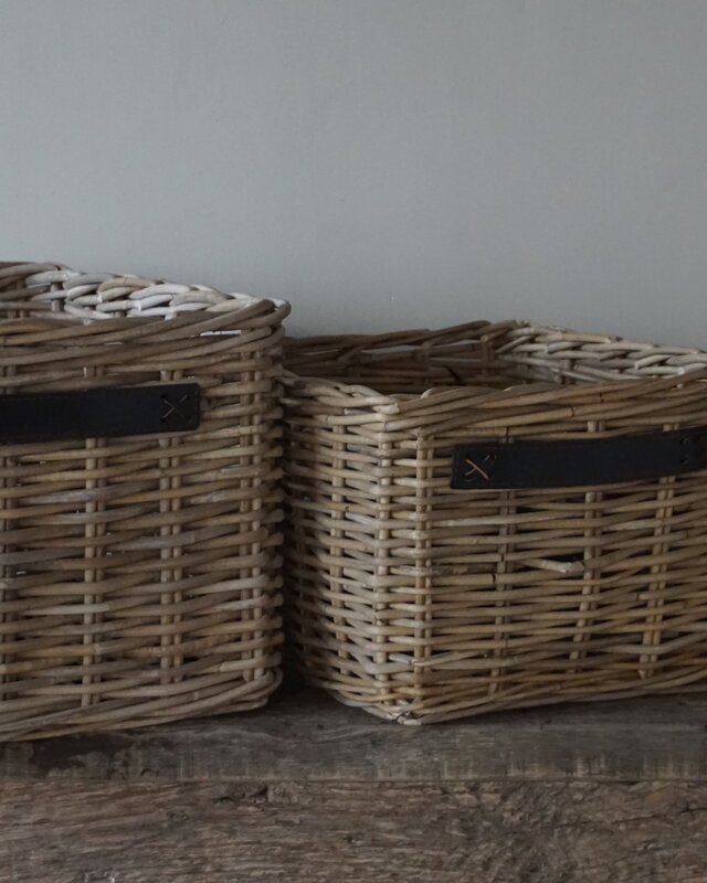 Rene Houtman Set Van 3 Manden | Rotan | Lederen Handvaten
