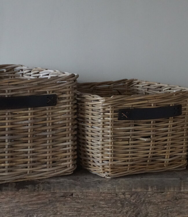 Rene Houtman Set Van 3 Manden | Rotan | Lederen Handvaten