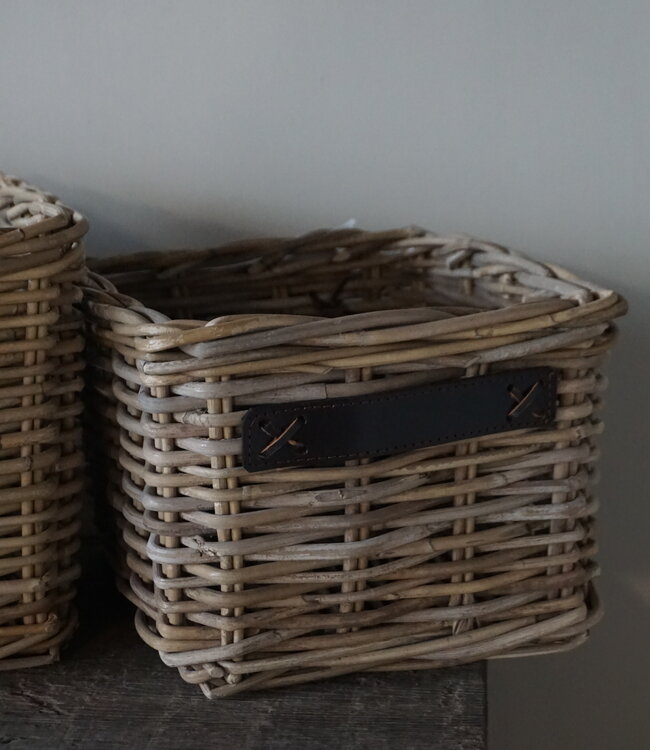 Rene Houtman Set Van 3 Manden | Rotan | Lederen Handvaten
