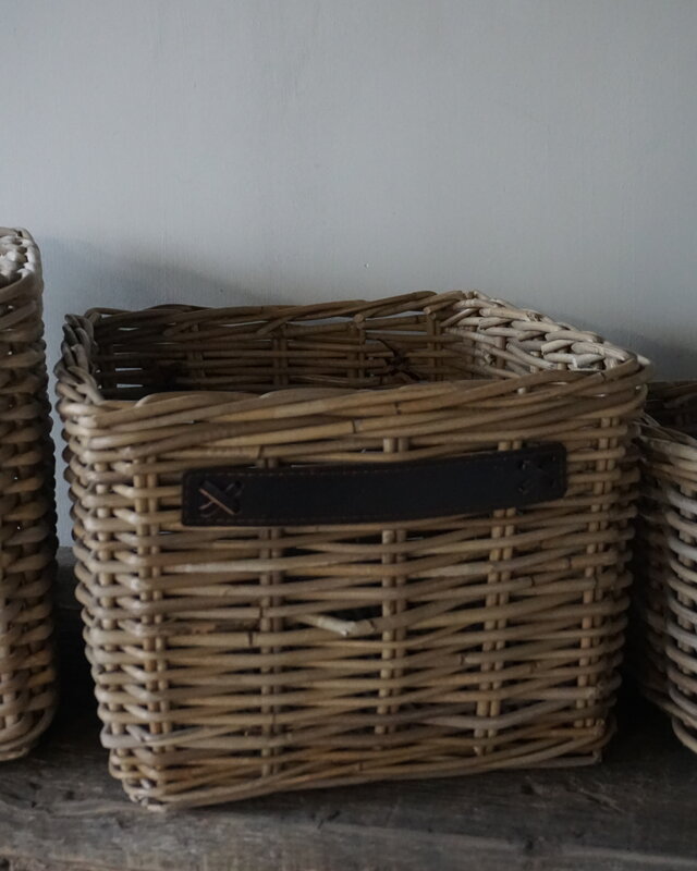Rene Houtman Set Van 3 Manden | Rotan | Lederen Handvaten
