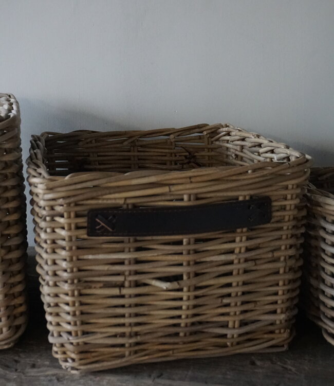 Rene Houtman Set Van 3 Manden | Rotan | Lederen Handvaten