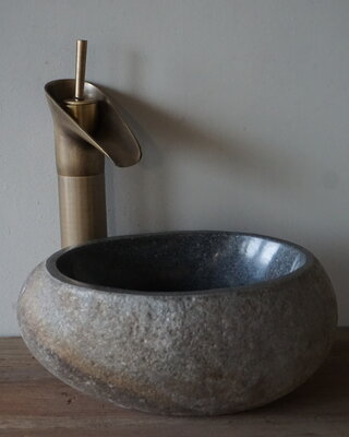 Rene Houtman Kleine Stenen Waskom + Spoelgat | H14 x B30 x D23 cm