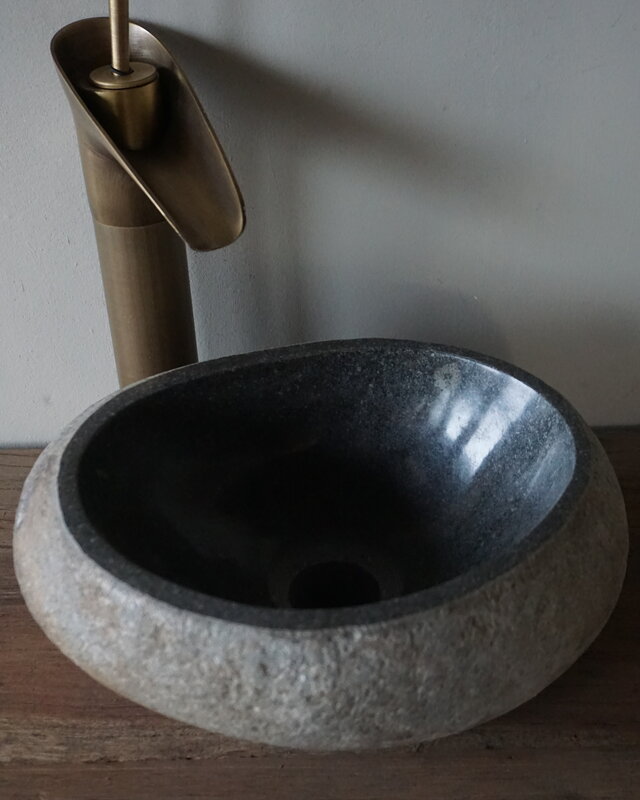 Rene Houtman Kleine Stenen Waskom + Spoelgat | H14 x B30 x D23 cm