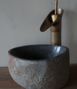 Rene Houtman Kleine Stenen Waskom + Spoelgat | H13 x B25 x D21 cm