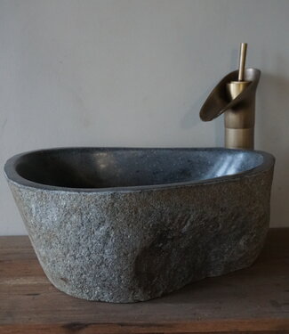 Rene Houtman Medium Stenen Waskom + Spoelgat | H16 x B38 x D32 cm