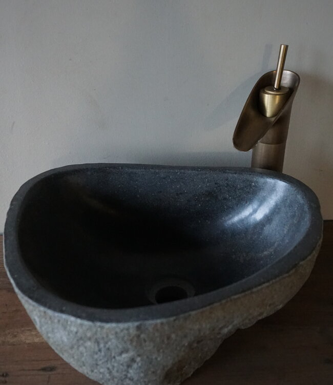 Rene Houtman Medium Stenen Waskom + Spoelgat | H16 x B38 x D32 cm