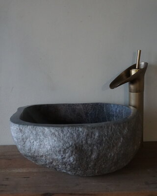 Rene Houtman Medium Stenen Waskom + Spoelgat | H15 x B37 x D33 cm