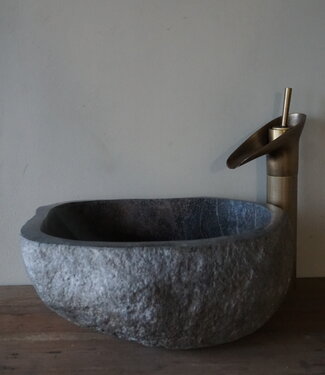 Rene Houtman Medium Stenen Waskom + Spoelgat | H15 x B37 x D33 cm