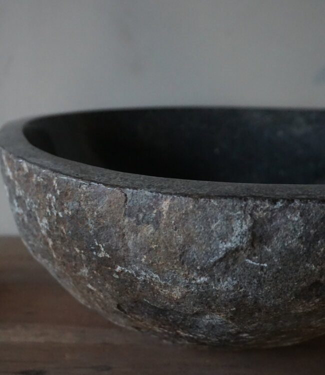 Rene Houtman Medium Stenen Waskom + Spoelgat | H15 x B38 x D38 cm