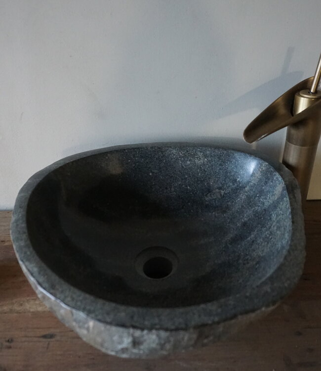Rene Houtman Medium Stenen Waskom + Spoelgat | H15 x B38 x D38 cm