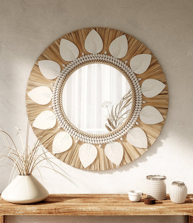 Mojo Boutique Dauna Boho-Chic Ronde Rotan Spiegel