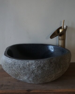 Rene Houtman Medium Stenen Waskom + Spoelgat | H16 x B39 x D38 cm