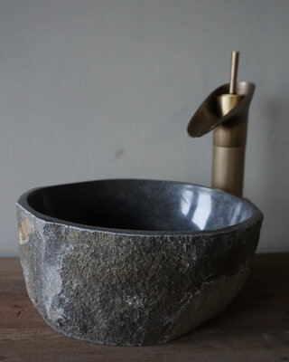 Rene Houtman Kleine Stenen Waskom + Spoelgat | H14 x B28 x D24 cm