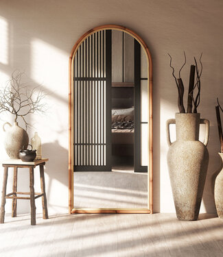 Mojo Boutique Elegante spiegel van natuurlijk rotan