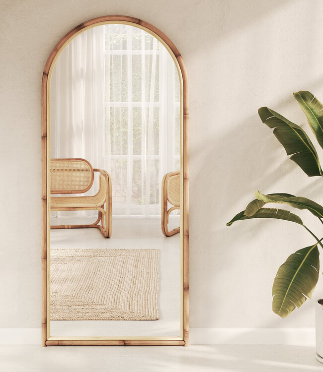 Mojo Boutique Elegante spiegel van natuurlijk rotan