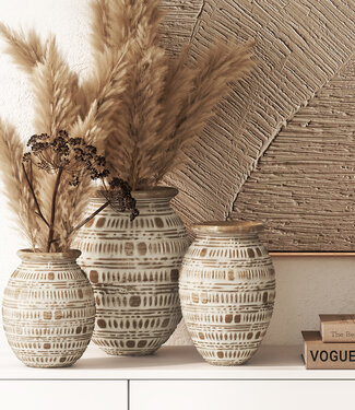 Mojo Boutique Etnische Houten Decoratie - Boho-chique Vaas - Medium