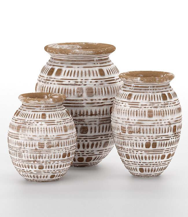 Mojo Boutique Etnische Houten Decoratie - Boho-chique Vaas - Medium