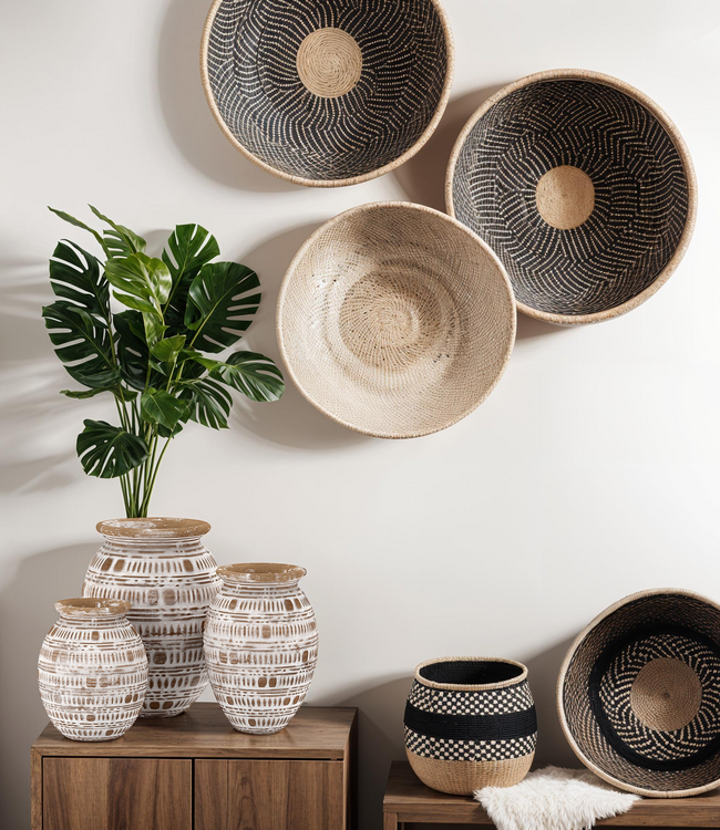 Mojo Boutique Etnische Houten Decoratie - Boho-Chique Vaas - Klein