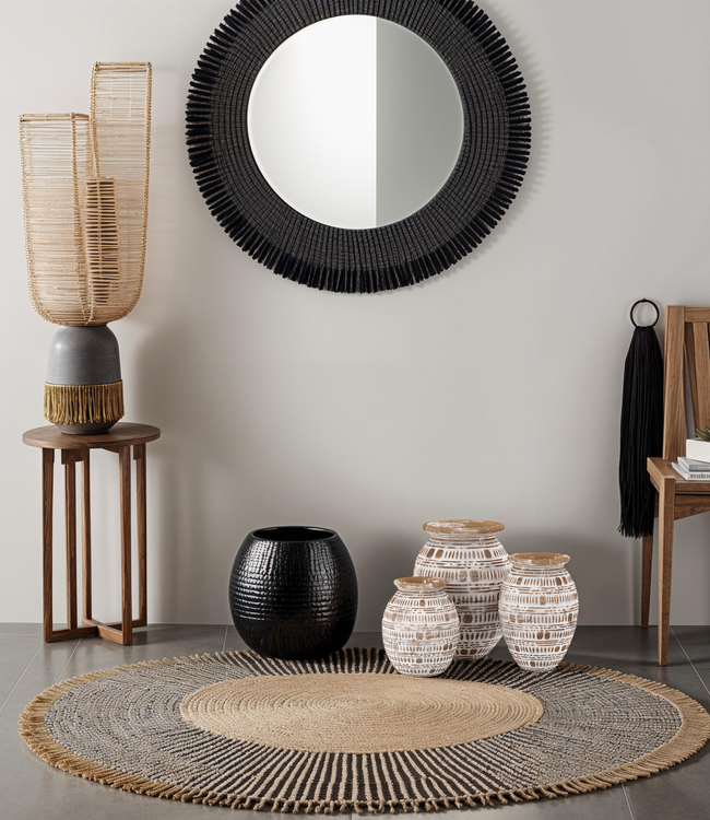 Mojo Boutique Etnische houten decoratie - Boho-chic vaas - Groot