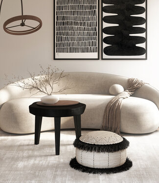 Mojo Boutique Boho-moderne Japandi-design poef - van zachte stof