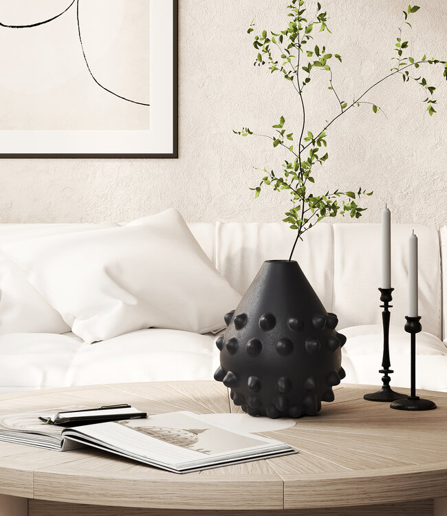 Mojo Boutique Moderne Japandi grote zwarte terracotta vaas