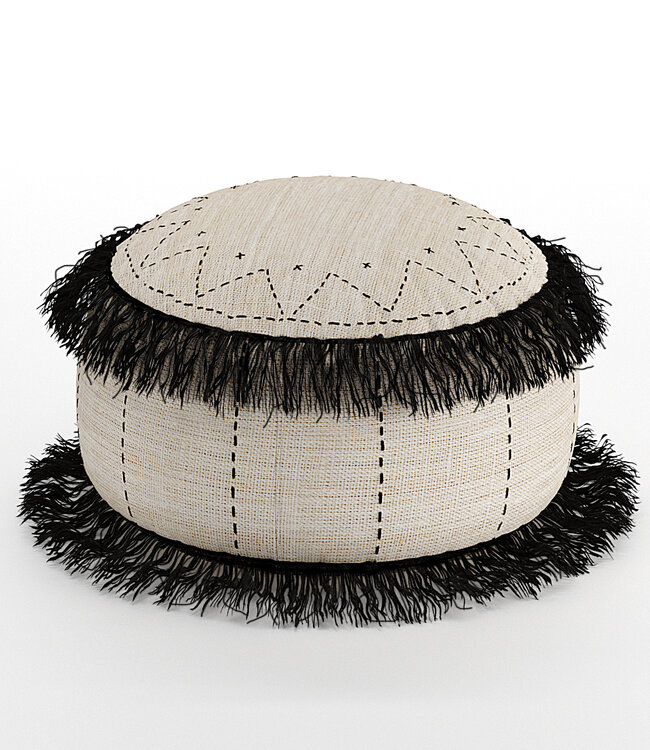 Mojo Boutique Boho-moderne Japandi-design poef - van zachte stof