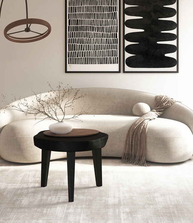 Mojo Boutique Moderne Japandi zwarte salontafel van massief hout met natuurlijke rand