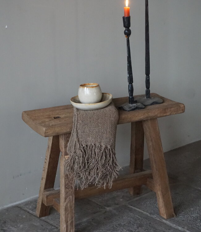 Rene Houtman Oud Eikenhouten Bankje | H47xB60xD23 cm