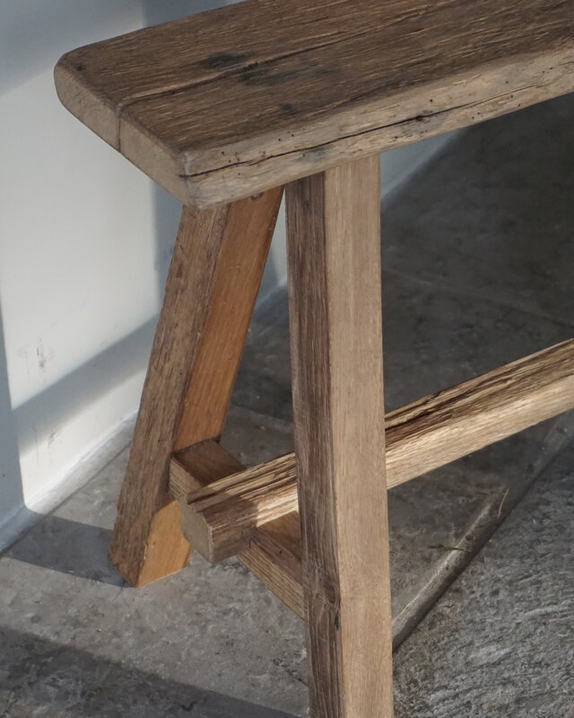 Rene Houtman Oud Eikenhouten Bankje | H46xB60xD20 cm