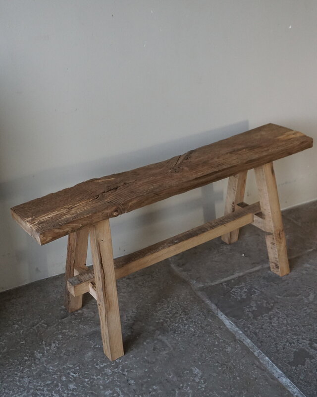 Rene Houtman Oud Eikenhouten Bankje | Nr 2 | H45xB100xD20 cm