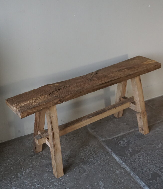 Rene Houtman Oud Eikenhouten Bankje | Nr 2 | H45xB100xD20 cm