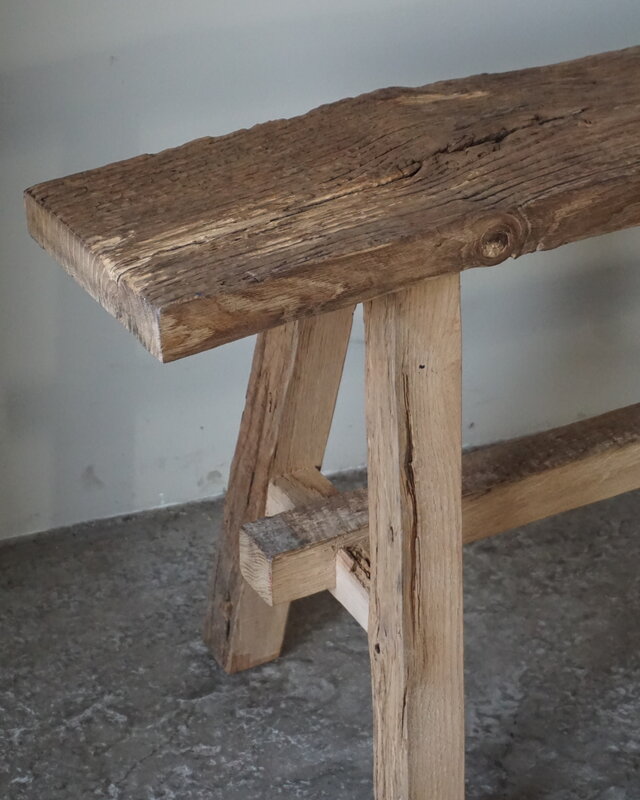 Rene Houtman Oud Eikenhouten Bankje | Nr 2 | H45xB100xD20 cm