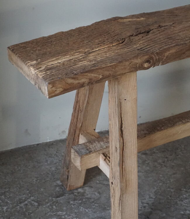 Rene Houtman Oud Eikenhouten Bankje | Nr 2 | H45xB100xD20 cm