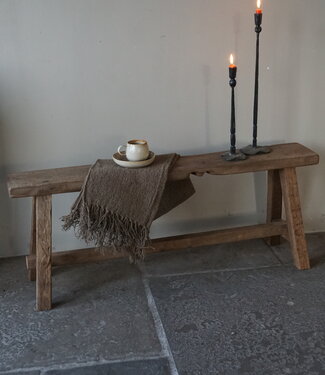 Rene Houtman Oud Eikenhouten Bankje | Nr 2 | H46xB120xD19 cm